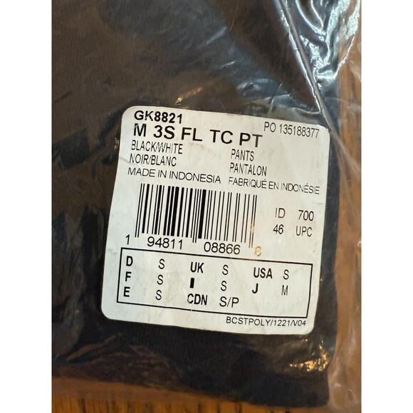 Adidas Pants Mens Small Black White 3-Stripes M 3S FL TC PT Fleece Joggers NWT - Picture 6 of 7